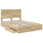 Cama con almacenamiento con cabecera Roble Sonoma 140 x 190 cm