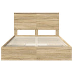 Cama con almacenamiento con cabecera Roble Sonoma 140 x 190 cm