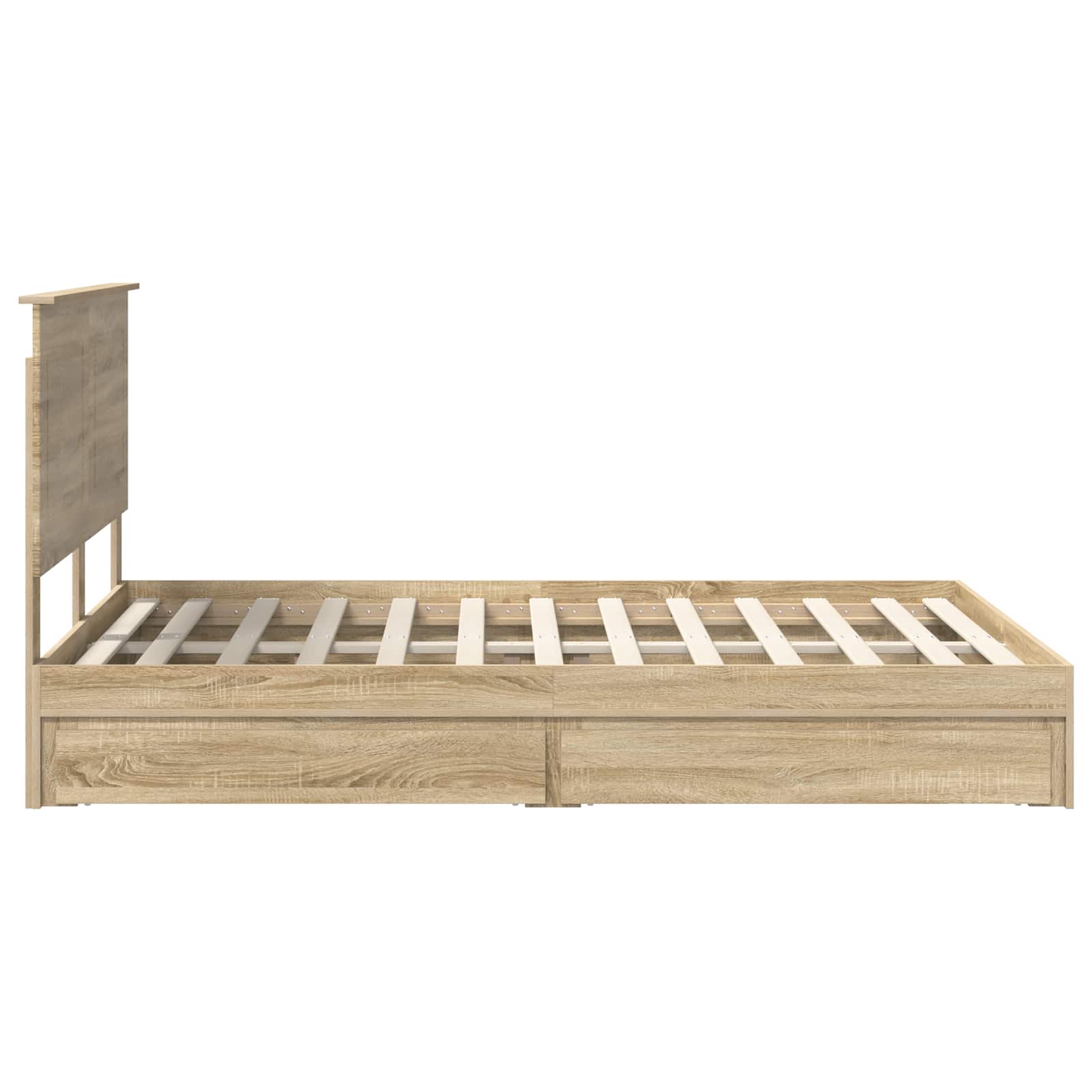 Cama con almacenamiento con cabecera Roble Sonoma 140 x 190 cm