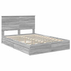 Cama con almacenamiento con cabecera Gris Sonoma 140 x 200 cm