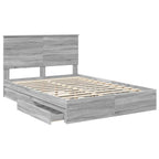 Cama con almacenamiento con cabecera Gris Sonoma 140 x 200 cm