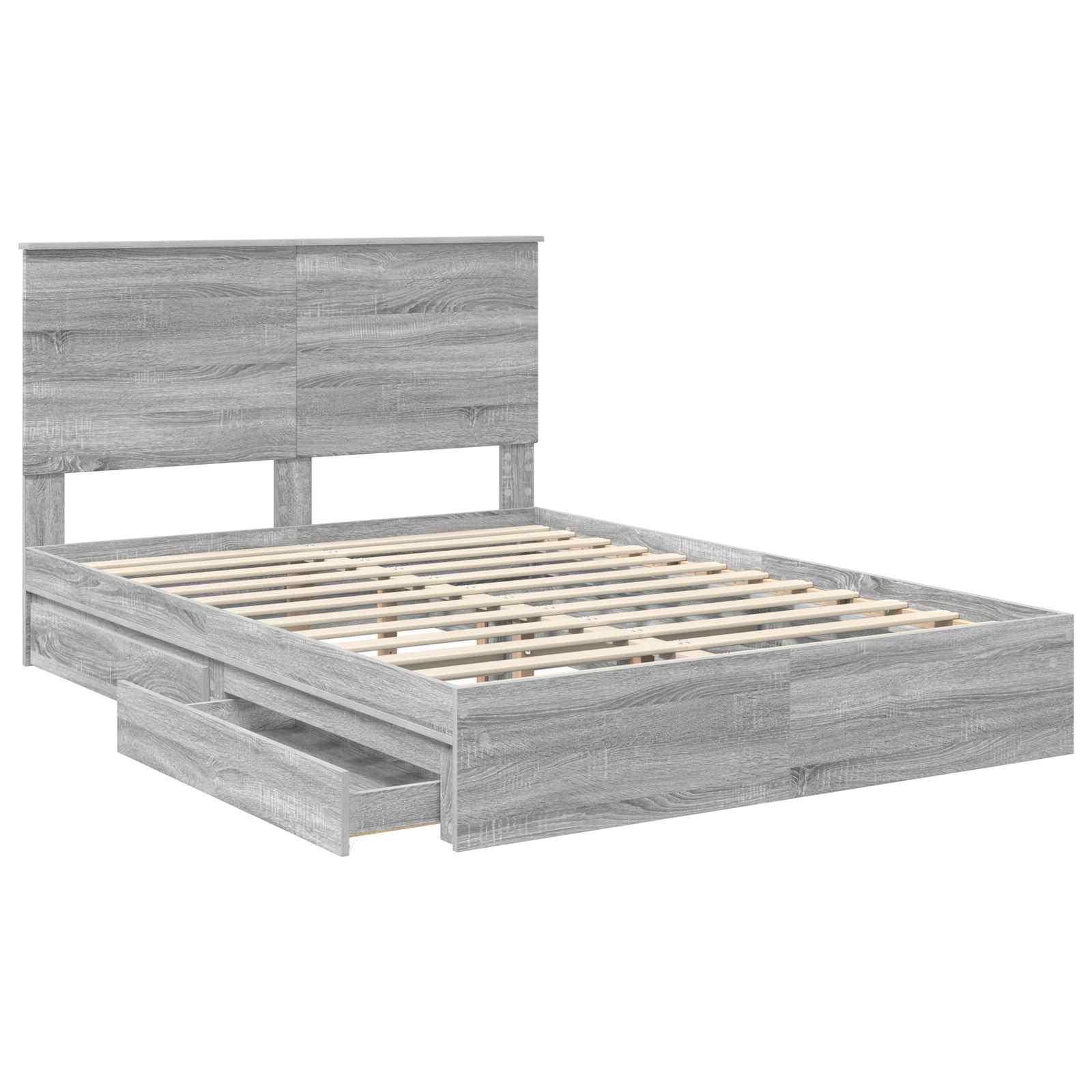 Cama con almacenamiento con cabecera Gris Sonoma 140 x 200 cm