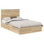 Cama con almacenamiento con cabecera Roble Sonoma 135 x 190 cm