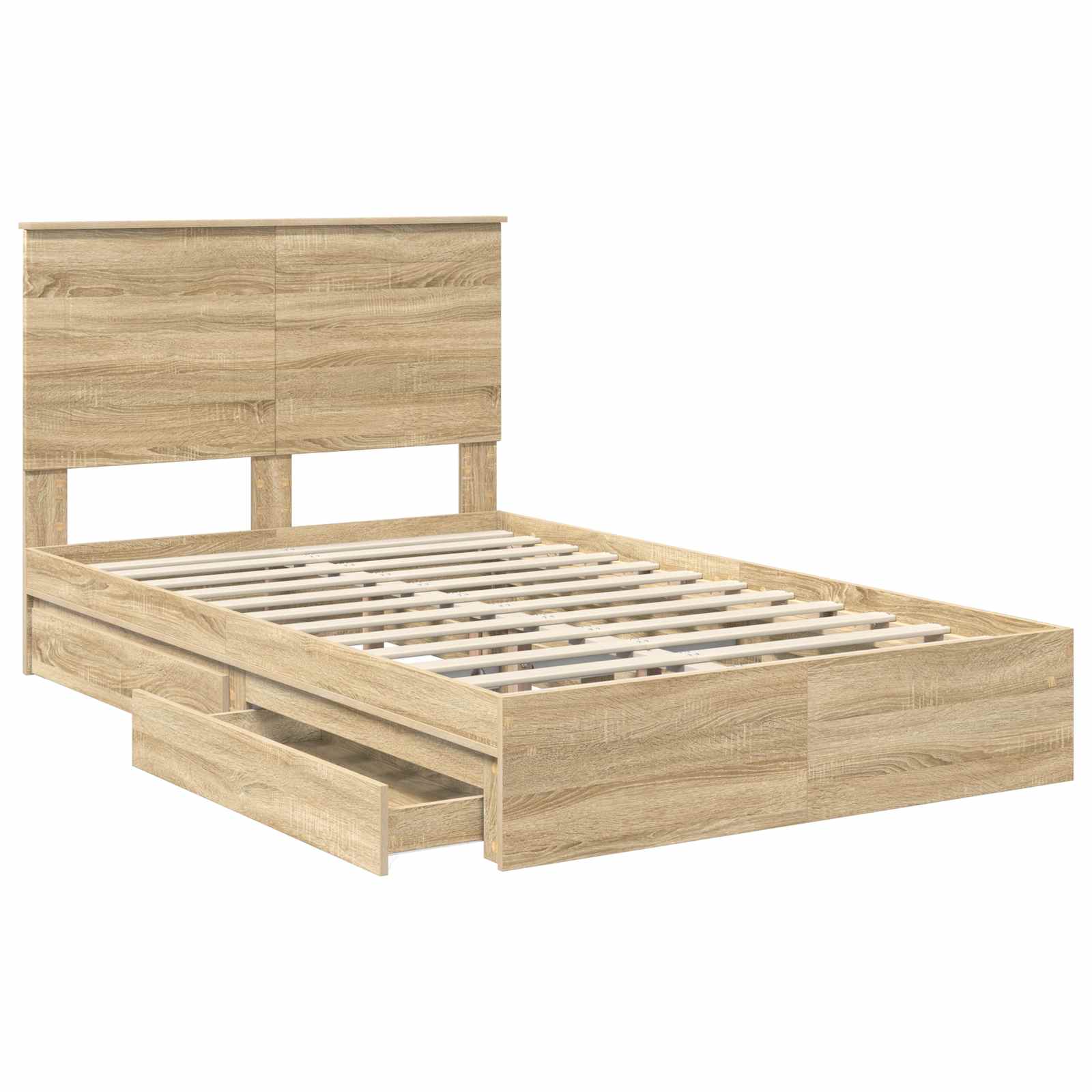 Cama con almacenamiento con cabecera Roble Sonoma 135 x 190 cm