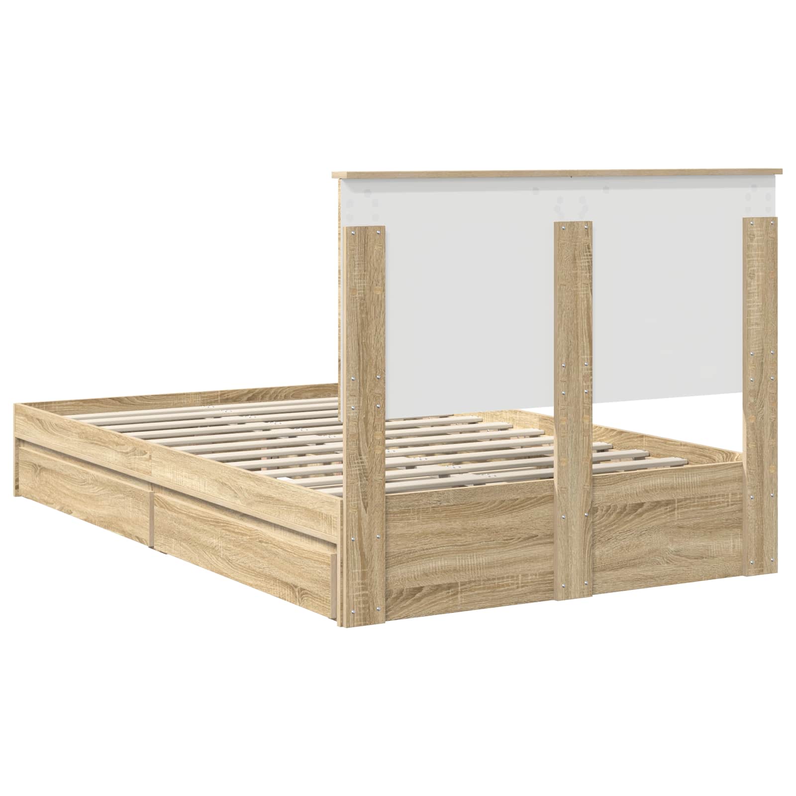 Cama con almacenamiento con cabecera Roble Sonoma 135 x 190 cm