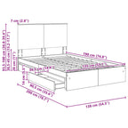 Cama con almacenamiento con cabecera Roble Sonoma 135 x 190 cm