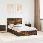 Cama con almacenamiento con cabecera Roble ahumado 135 x 190 cm