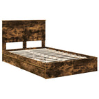 Cama con almacenamiento con cabecera Roble ahumado 135 x 190 cm