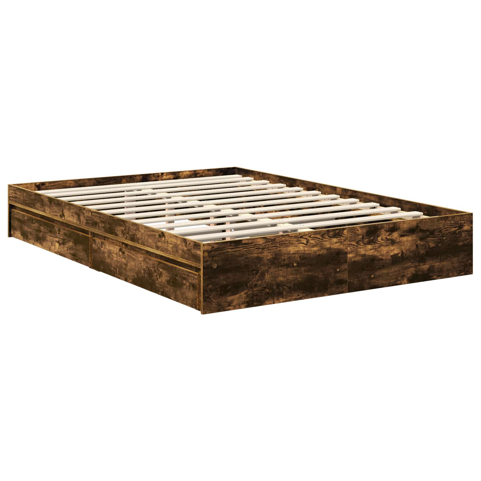 Cama con almacenamiento con cabecera Roble ahumado 135 x 190 cm