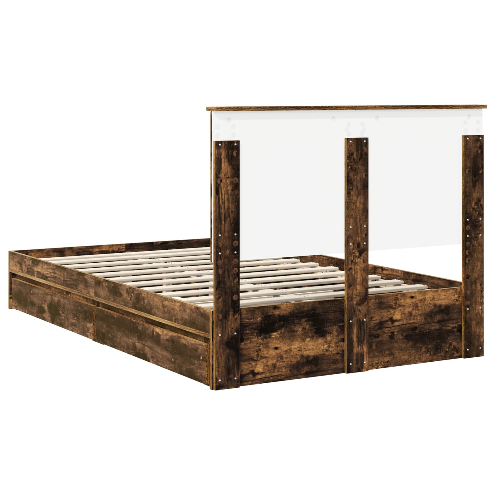 Cama con almacenamiento con cabecera Roble ahumado 135 x 190 cm
