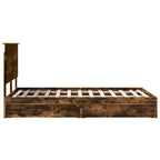 Cama con almacenamiento con cabecera Roble ahumado 135 x 190 cm
