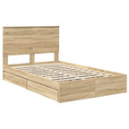 Cama con almacenamiento con cabecera Roble Sonoma 120 x 200 cm
