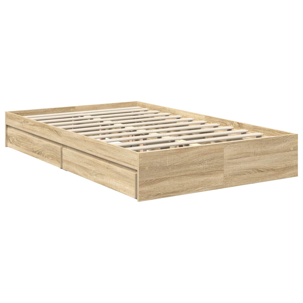 Cama con almacenamiento con cabecera Roble Sonoma 120 x 200 cm