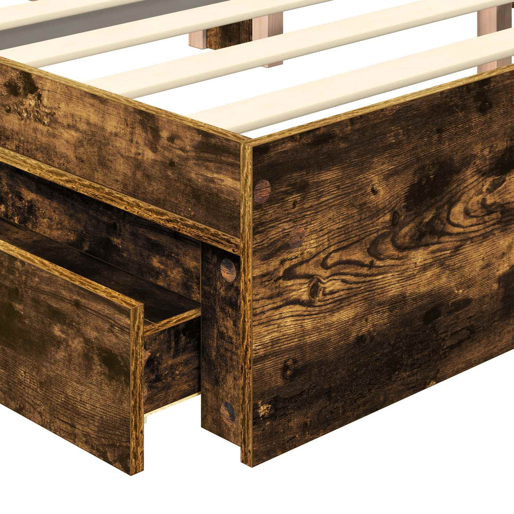 Cama con almacenamiento con cabecera Roble ahumado 120 x 200 cm