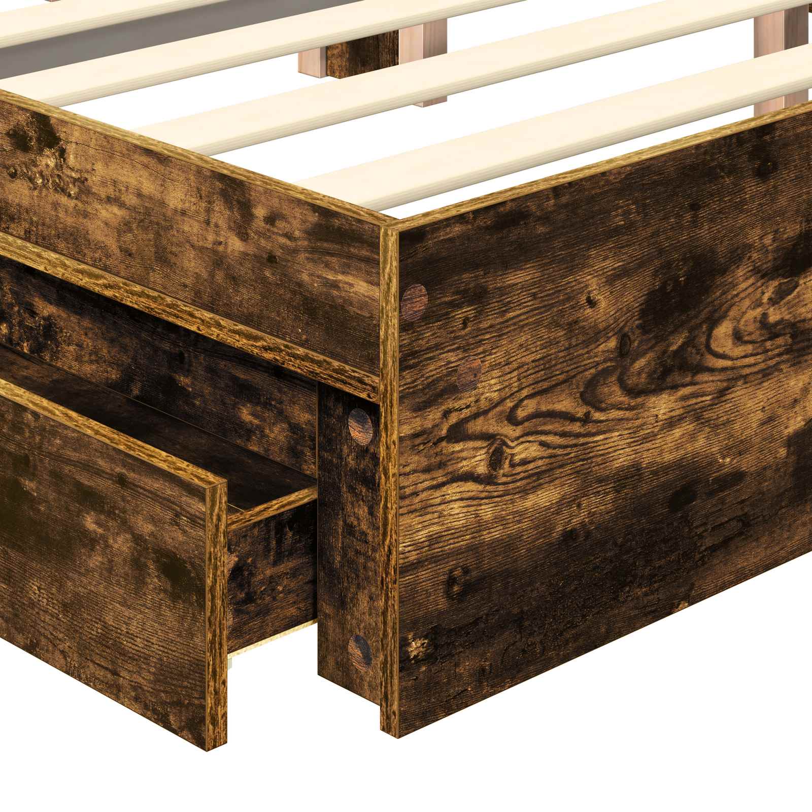 Cama con almacenamiento con cabecera Roble ahumado 120 x 200 cm
