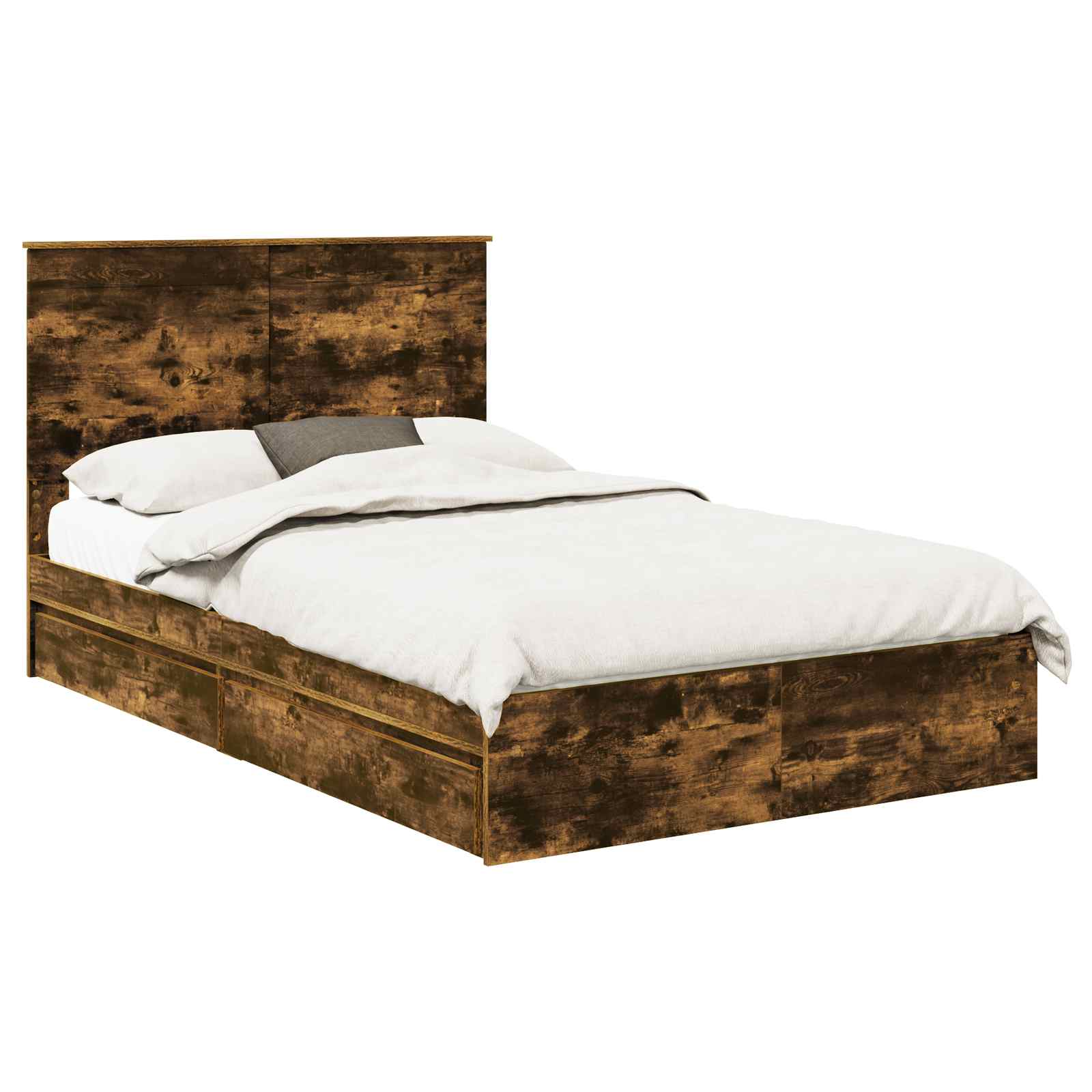 Cama con almacenamiento con cabecera Roble ahumado 120 x 200 cm