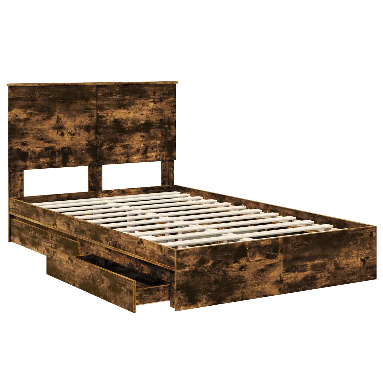 Cama con almacenamiento con cabecera Roble ahumado 120 x 200 cm