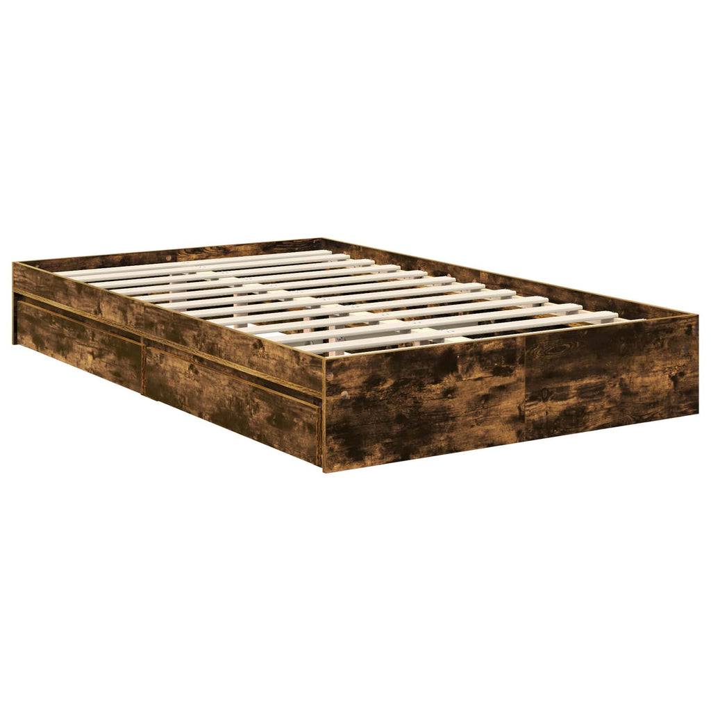 Cama con almacenamiento con cabecera Roble ahumado 120 x 200 cm