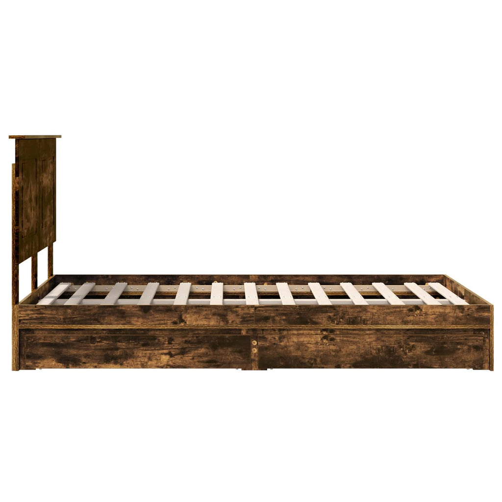 Cama con almacenamiento con cabecera Roble ahumado 120 x 200 cm