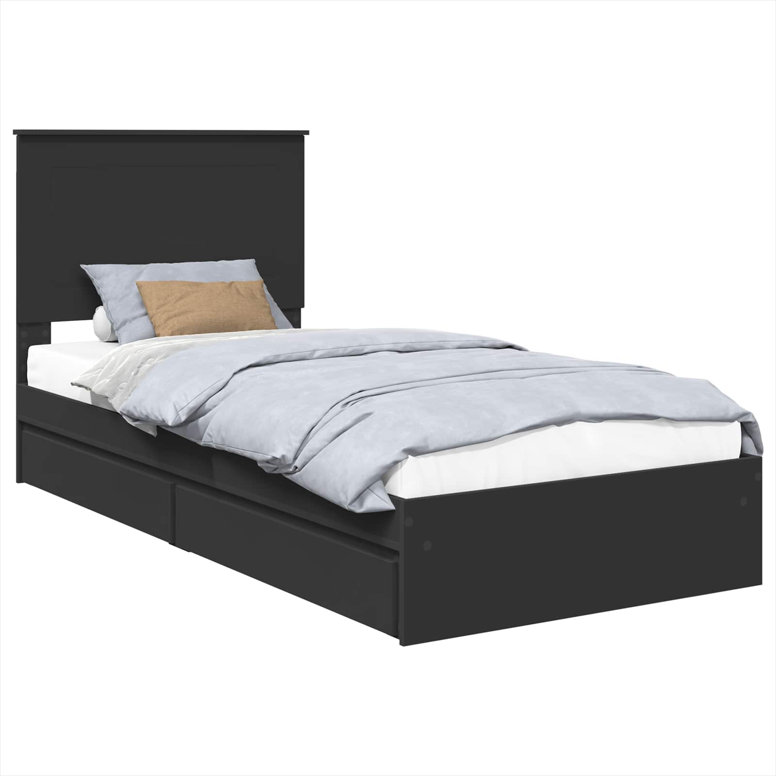 Cama con almacenamiento Negro 100 x 200 cm Madera de ingeniería