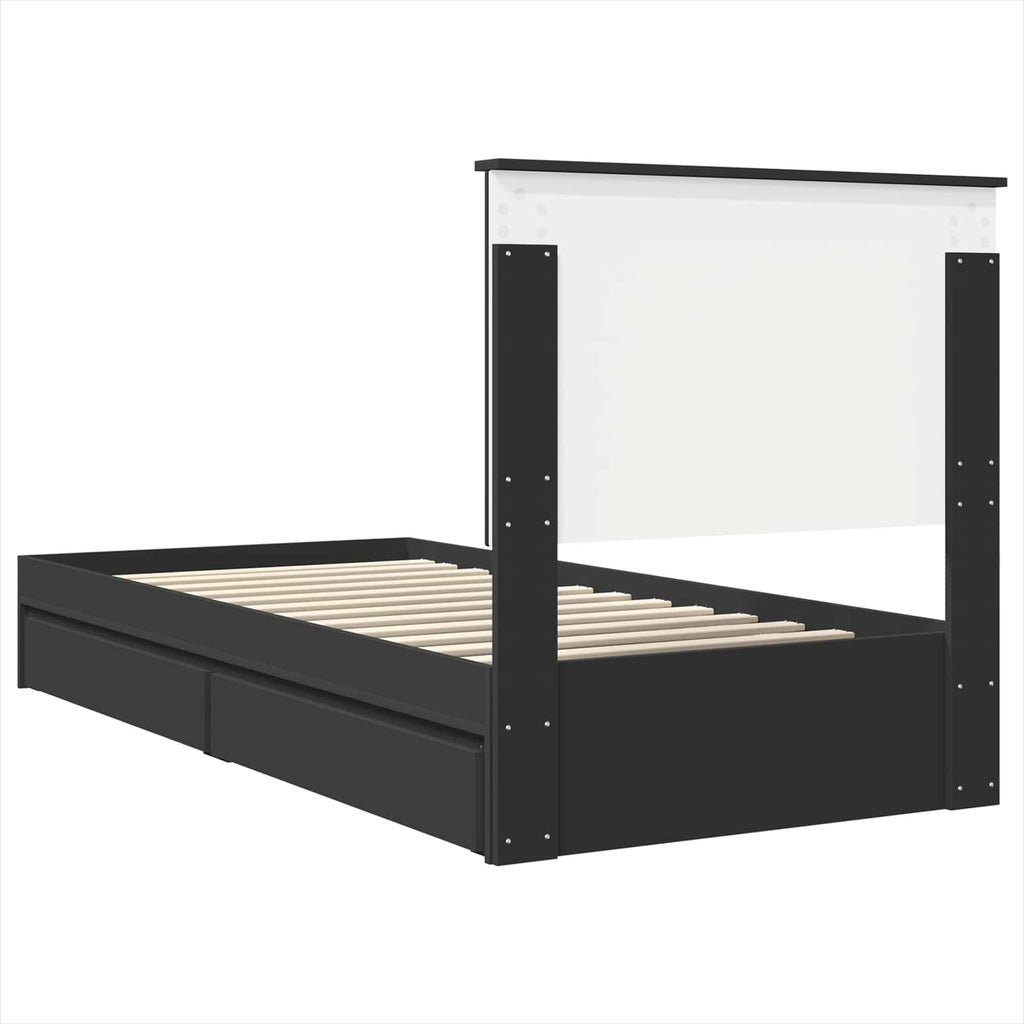 Cama con almacenamiento Negro 100 x 200 cm Madera de ingeniería