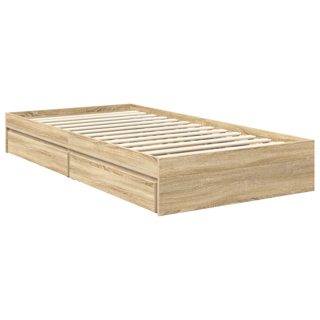 Cama con almacenamiento con cabecera Roble Sonoma 100 x 200 cm