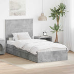 Cama con almacenamiento con cabecera Gris Concreto 100 x 200 cm