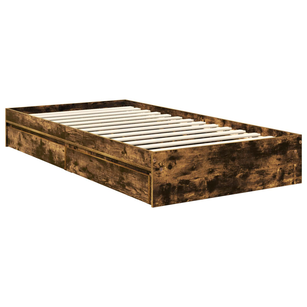Cama con almacenamiento con cajón Roble ahumado 100 x 200 cm