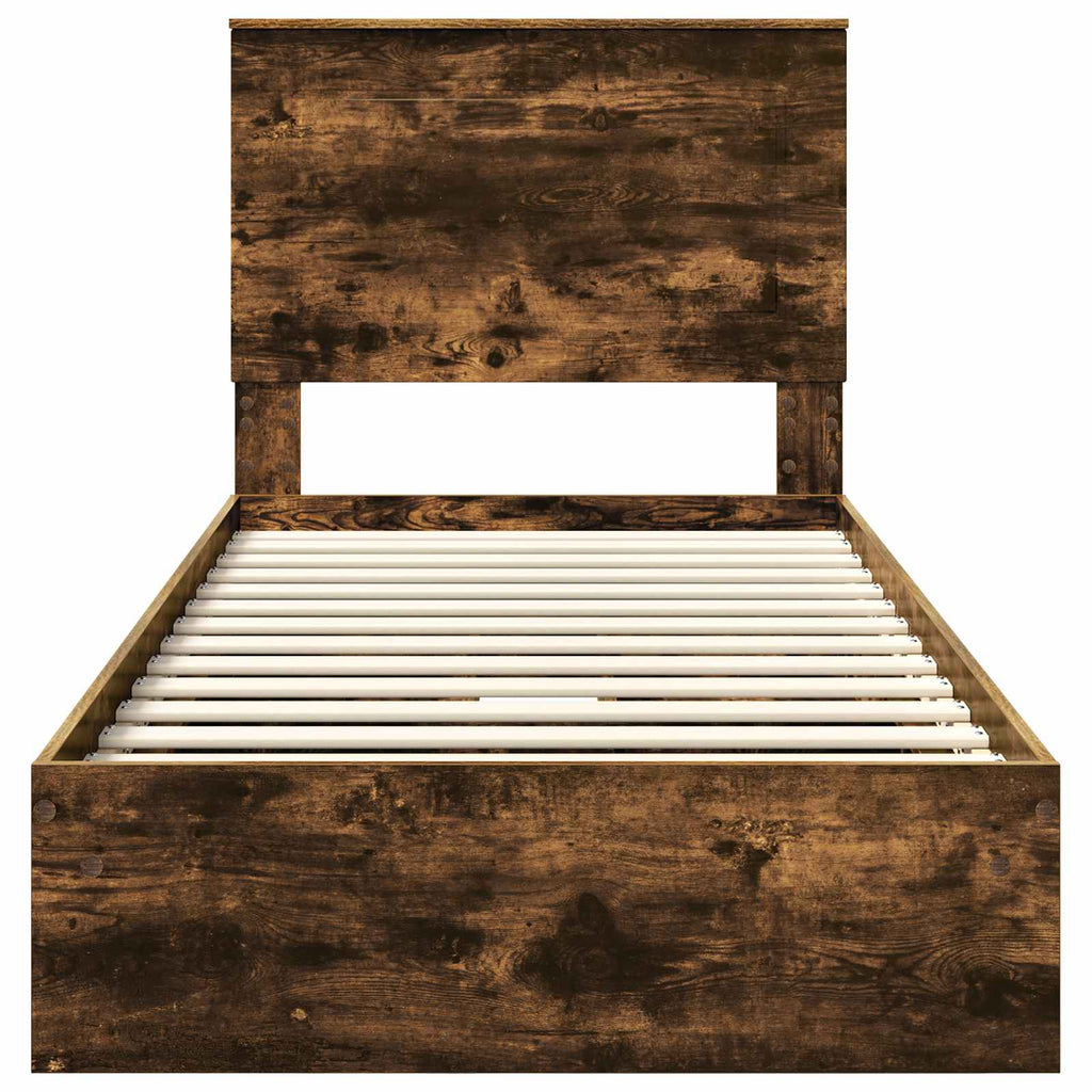 Cama con almacenamiento con cajón Roble ahumado 100 x 200 cm