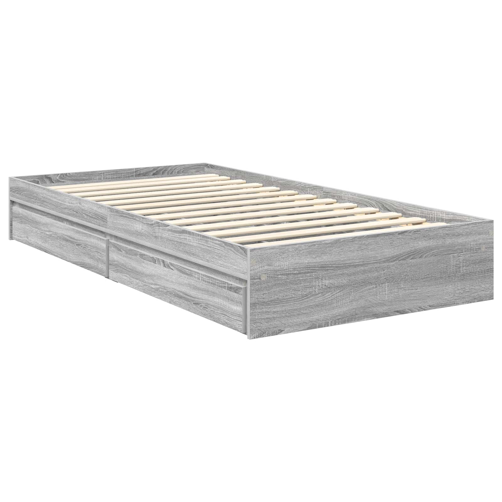 Cama con almacenamiento con cabecera Gris Sonoma 100 x 200 cm