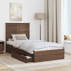 Cama con almacenamiento con cabecera Roble Marrón 100 x 200 cm