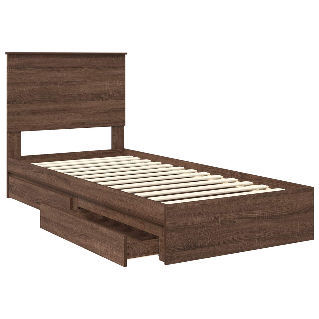 Cama con almacenamiento con cabecera Roble Marrón 100 x 200 cm