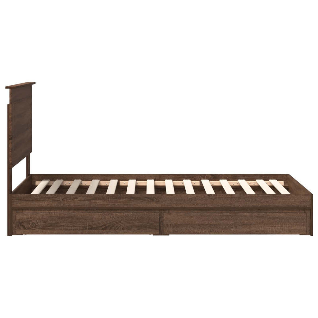 Cama con almacenamiento con cabecera Roble Marrón 100 x 200 cm