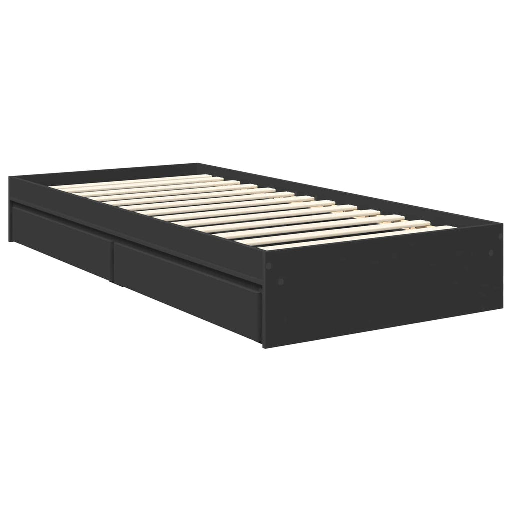 Cama con almacenamiento Negro 90 x 190 cm Madera de ingeniería