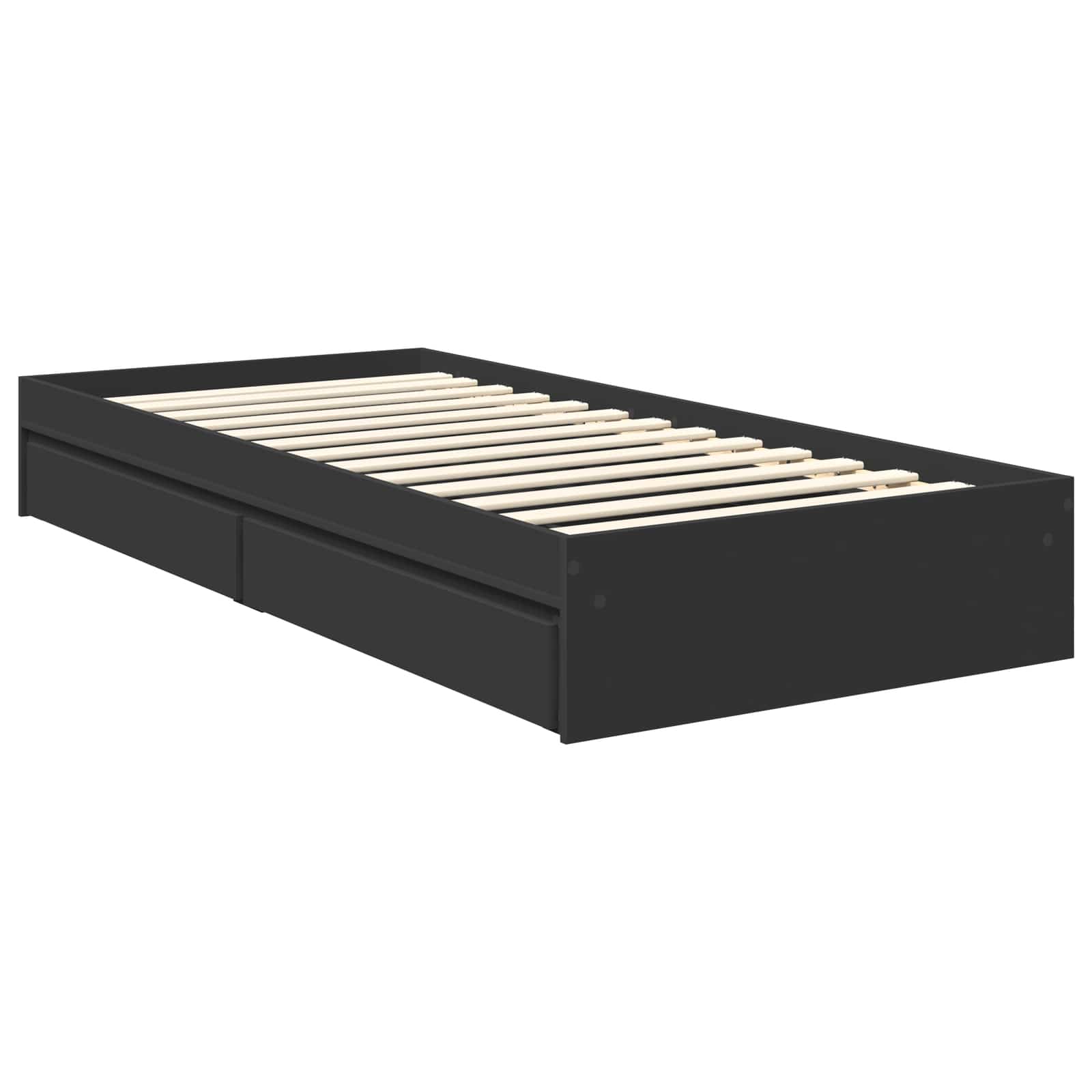 Cama con almacenamiento Negro 90 x 190 cm Madera de ingeniería