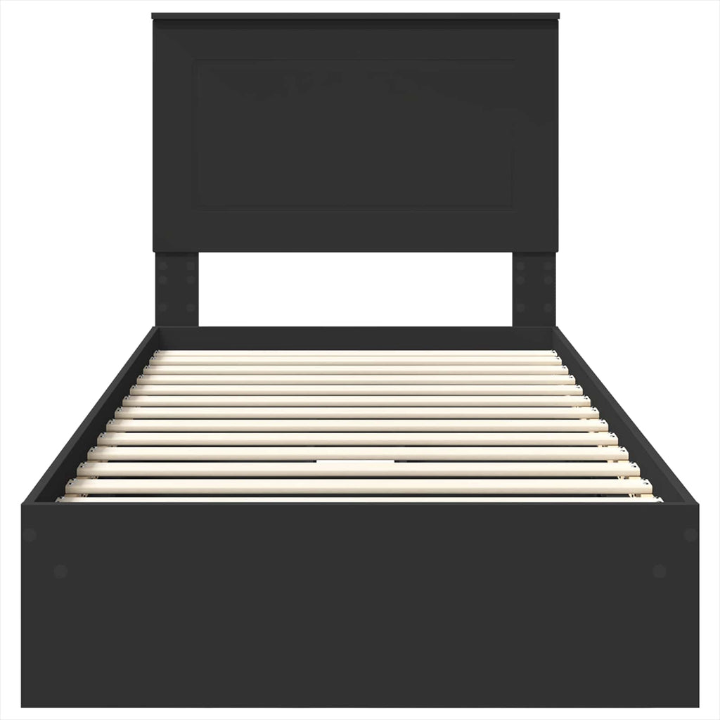 Cama con almacenamiento Negro 90 x 190 cm Madera de ingeniería