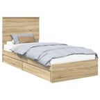 Cama con almacenamiento con cabecera Roble Sonoma 90 x 190 cm