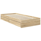 Cama con almacenamiento con cabecera Roble Sonoma 90 x 190 cm