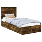 Cama con almacenamiento con cabecera Roble ahumado 90 x 190 cm