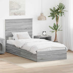Cama con almacenamiento con cabecera Gris Sonoma 90 x 190 cm