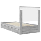 Cama con almacenamiento con cabecera Gris Sonoma 90 x 190 cm