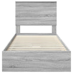 Cama con almacenamiento con cabecera Gris Sonoma 90 x 190 cm