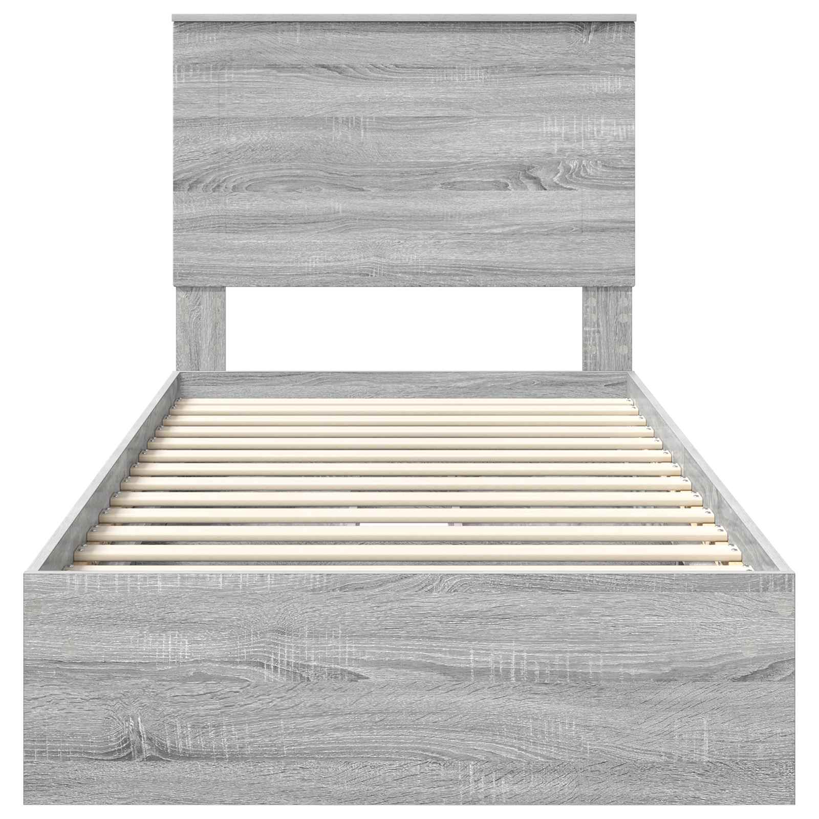 Cama con almacenamiento con cabecera Gris Sonoma 90 x 190 cm