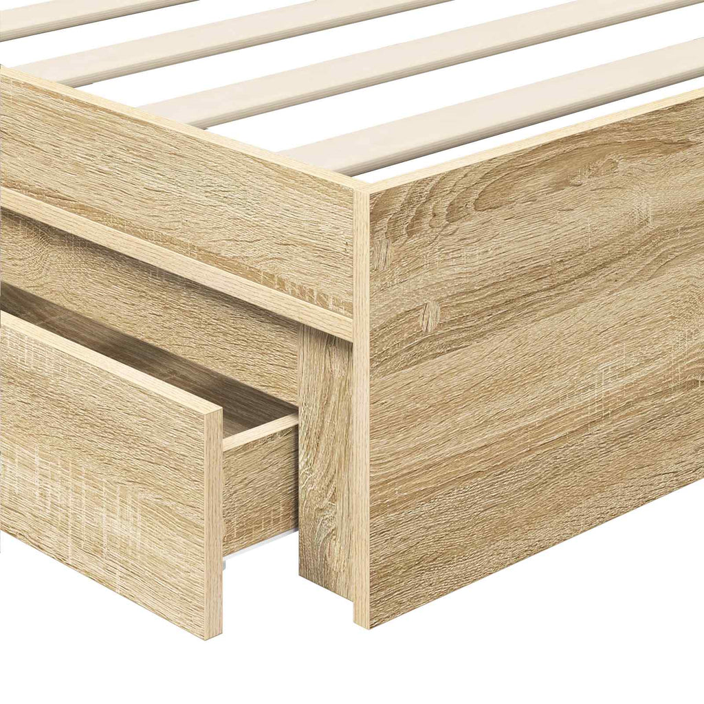 Cama con almacenamiento con cabecera Roble Sonoma 90 x 200 cm