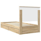 Cama con almacenamiento con cabecera Roble Sonoma 90 x 200 cm