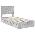 Cama con almacenamiento con cabecera Gris Concreto 90 x 200 cm