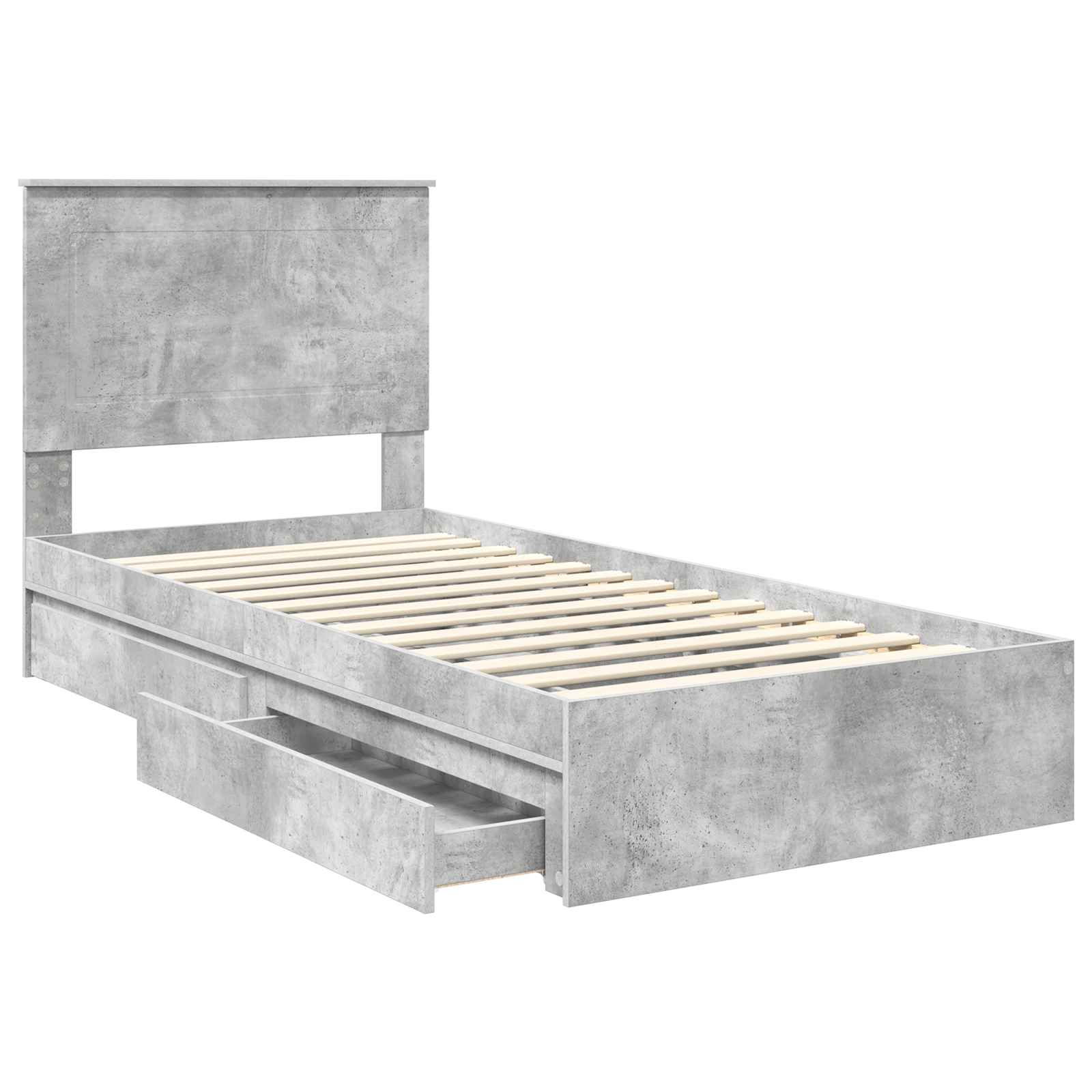 Cama con almacenamiento con cabecera Gris Concreto 90 x 200 cm