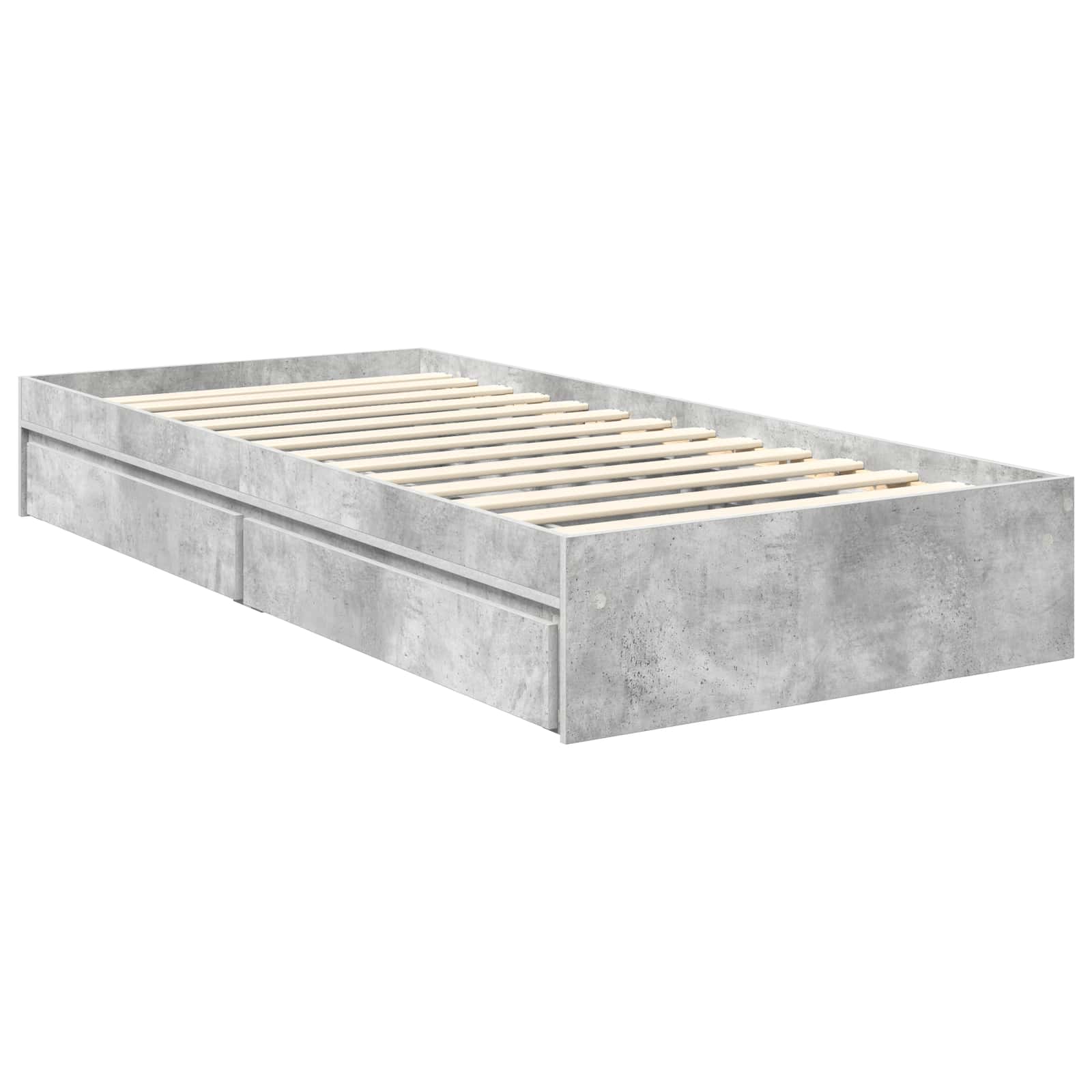 Cama con almacenamiento con cabecera Gris Concreto 90 x 200 cm