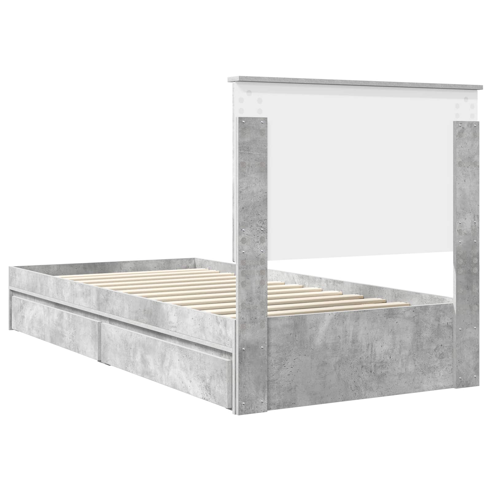 Cama con almacenamiento con cabecera Gris Concreto 90 x 200 cm