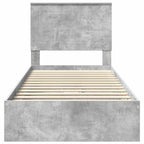 Cama con almacenamiento con cabecera Gris Concreto 90 x 200 cm